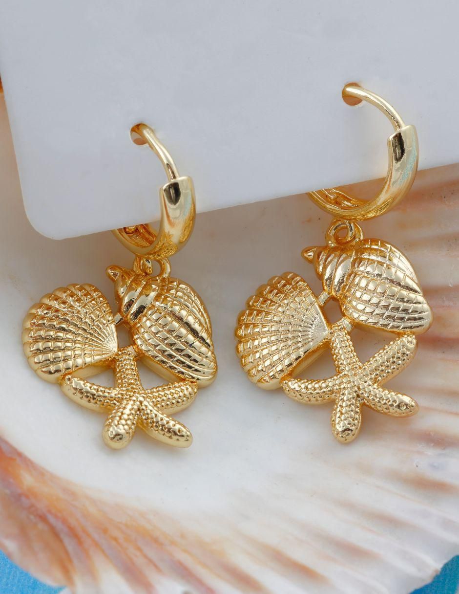 Broqueles de coral Maralys baño de oro 18 k 4