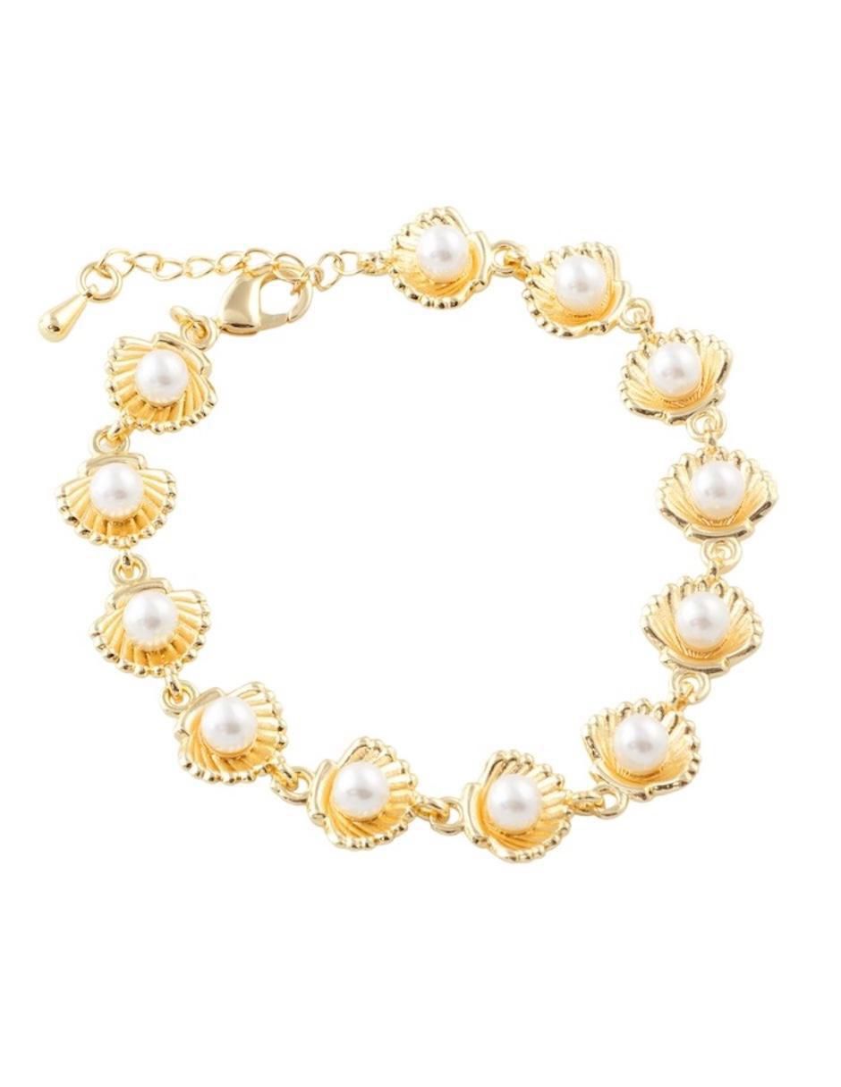 Pulsera Perlada 'con acabado' baño de oro 18 k