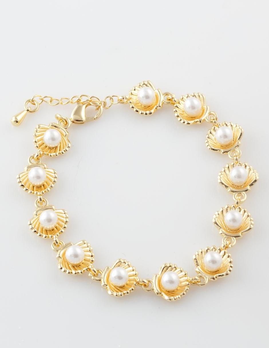 Pulsera Perlada "con acabado" baño de oro 18 k 2
