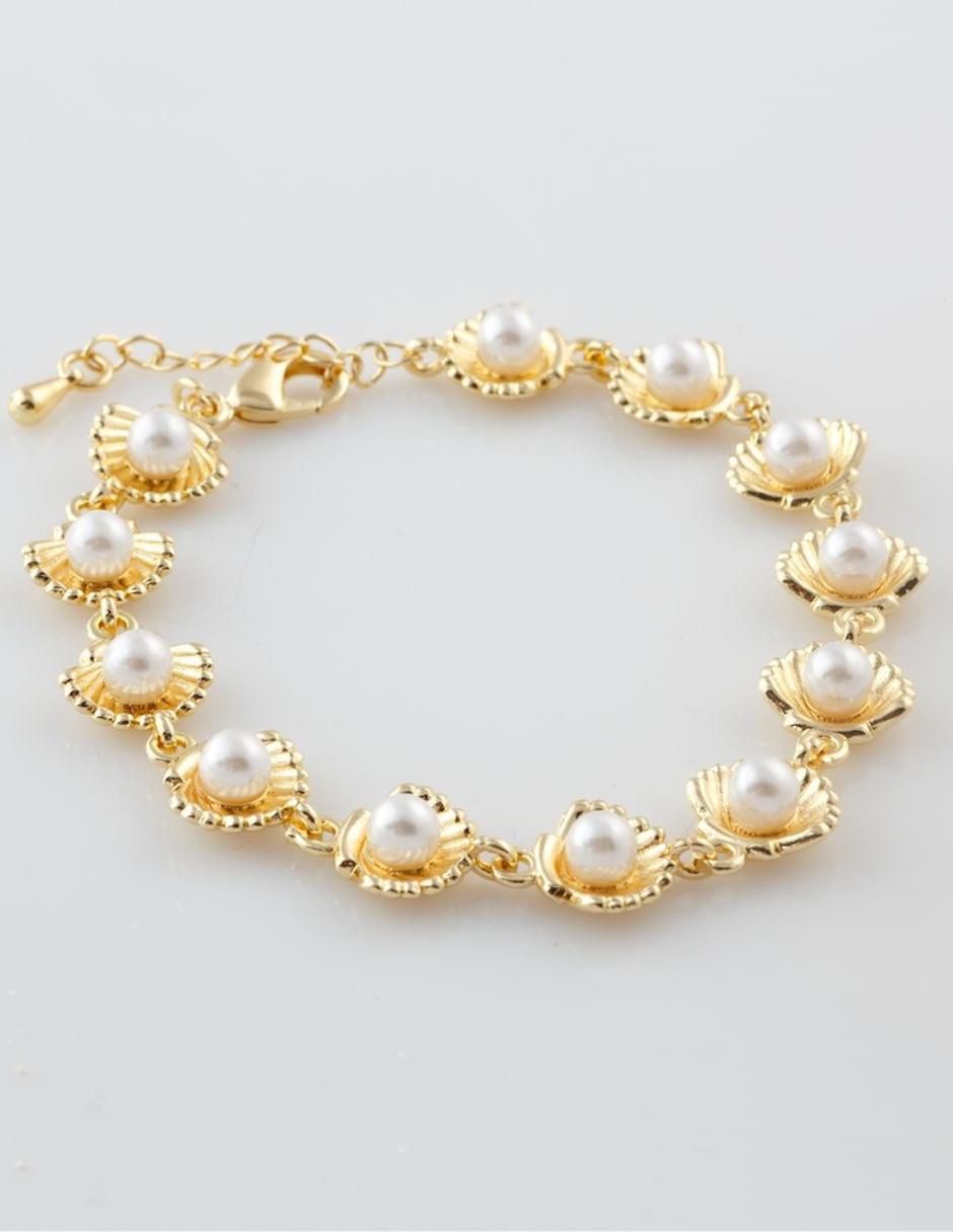 Pulsera Perlada "con acabado" baño de oro 18 k 3