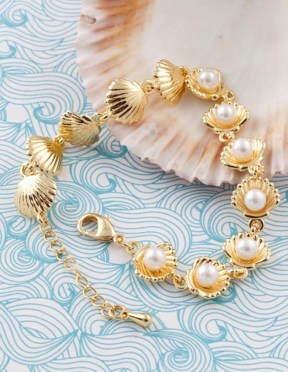 Pulsera Perlada "con acabado" baño de oro 18 k 4