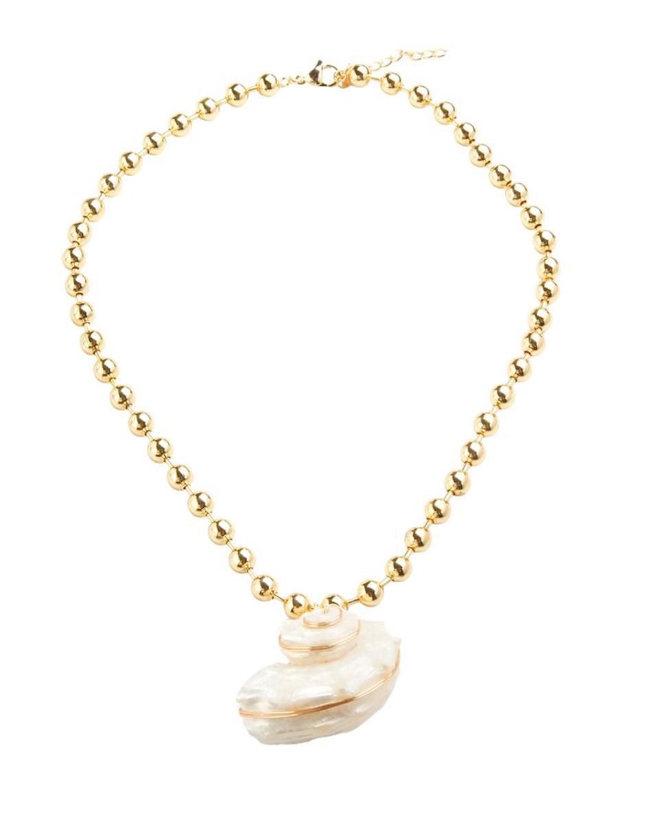 Collar con dije de caracol Marévia de baño de oro 18 K 7