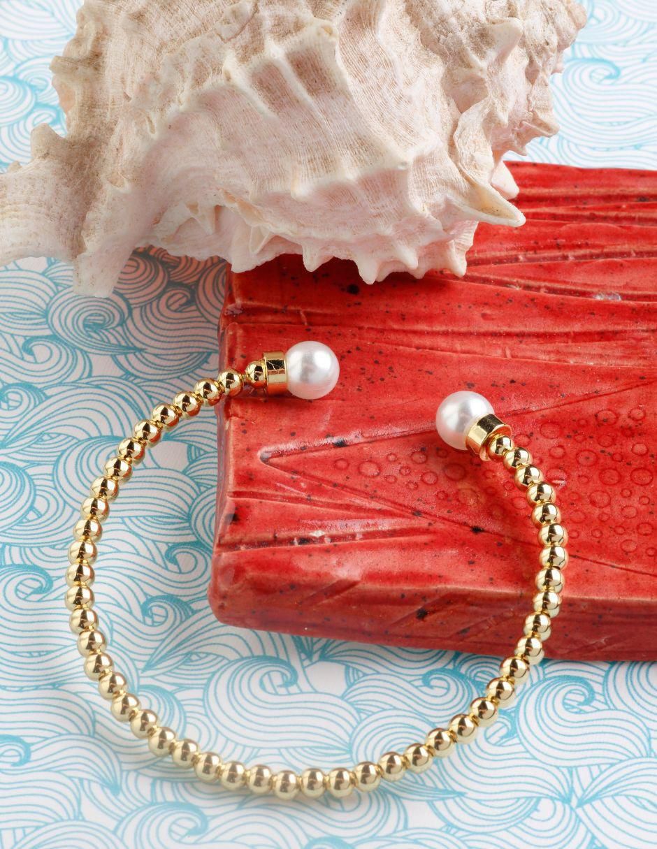 Brazalete Linéale Perla con acabado baño de oro 5