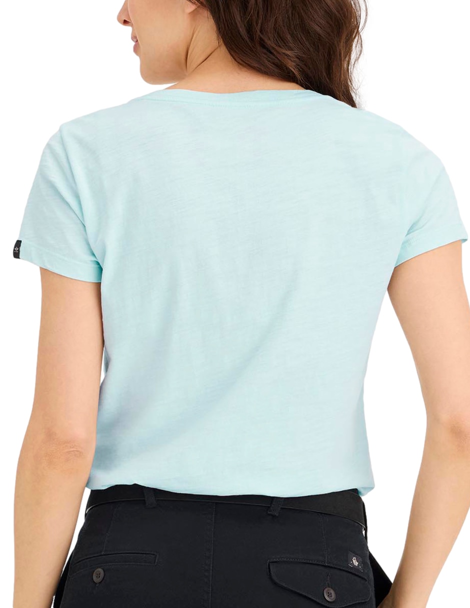 Playera manga corta cuello V para mujer 4