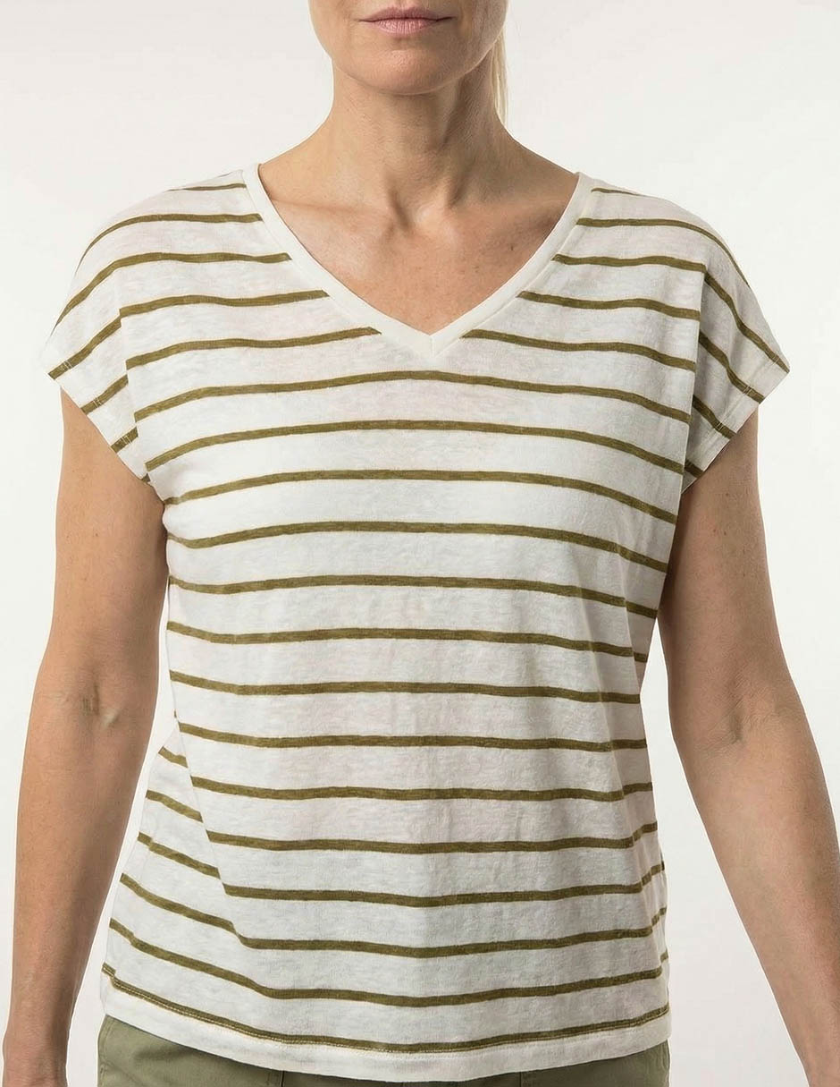 Playera manga corta cuello V para mujer 4