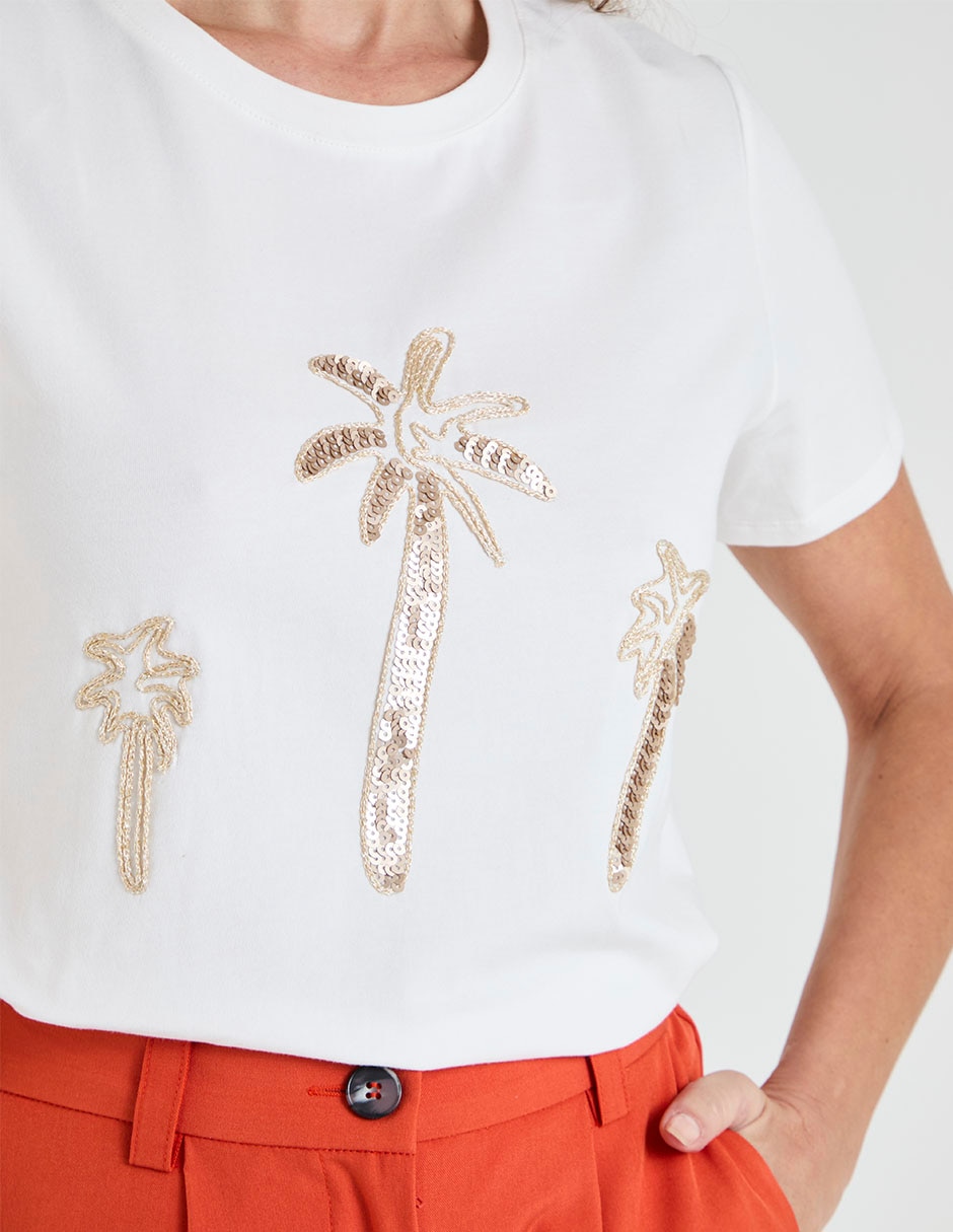 Playera manga corta cuello redondo para mujer 4
