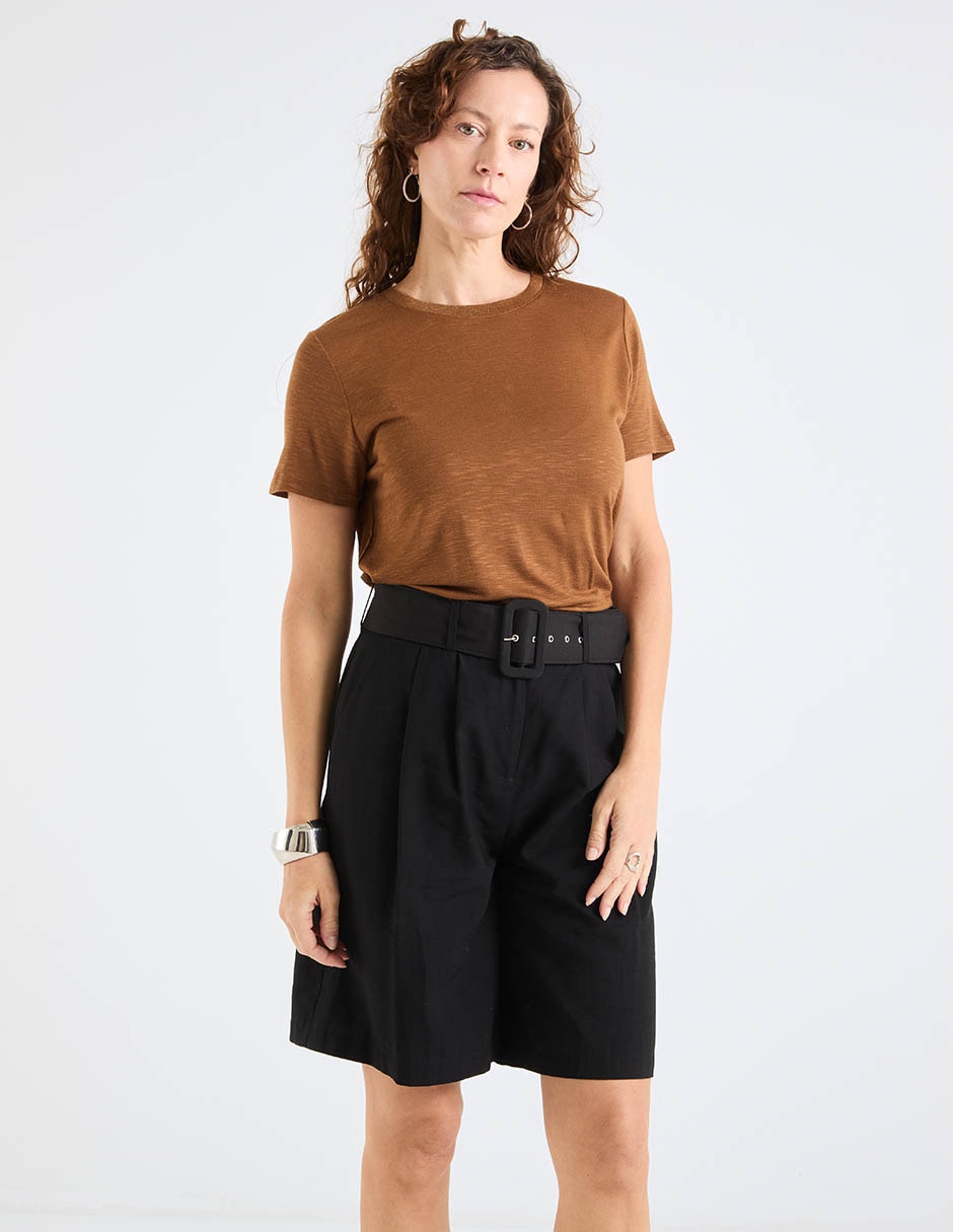 Playera manga corta cuello redondo para mujer
