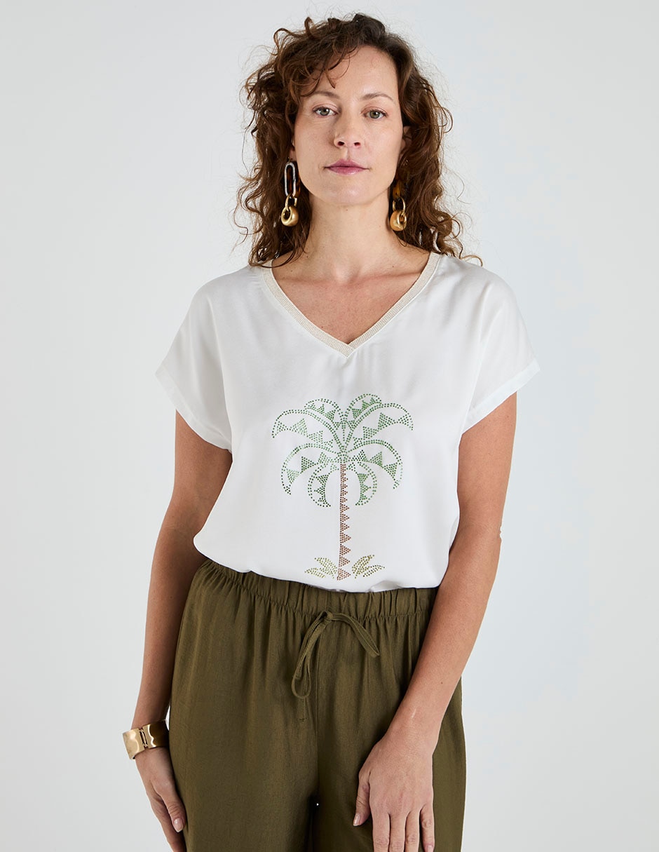 Blusa manga corta para mujer