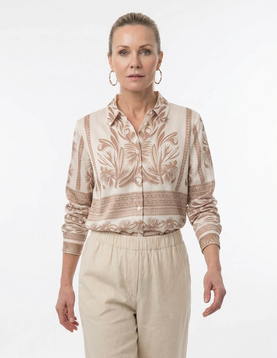 Blusa camisera manga larga para mujer