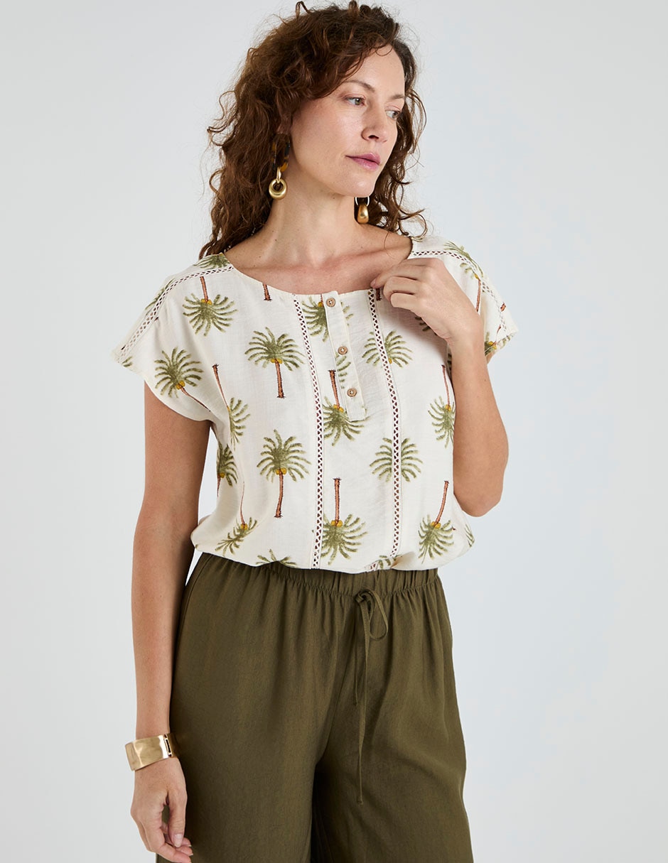 Blusa manga corta para mujer