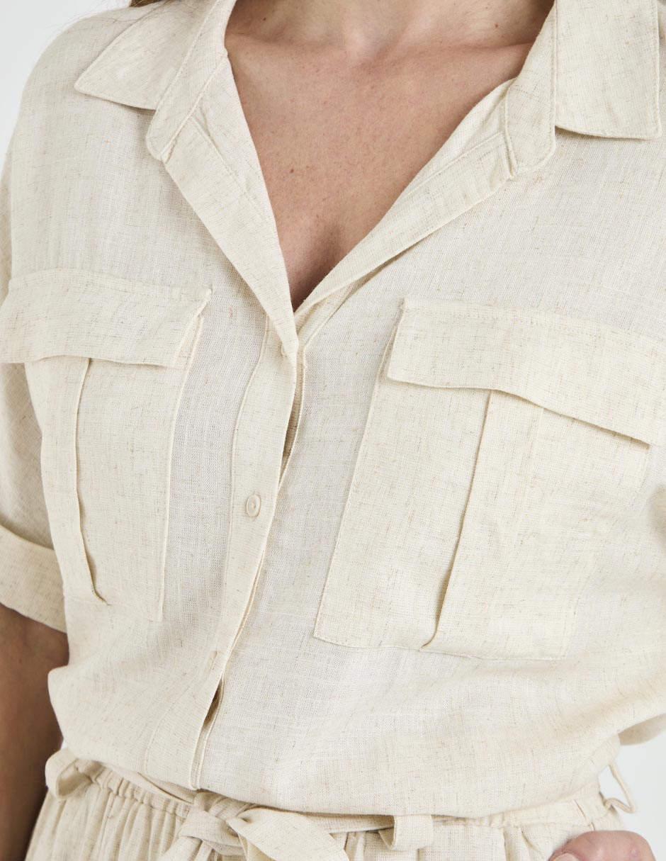 Blusa camisera manga al codo para mujer 4