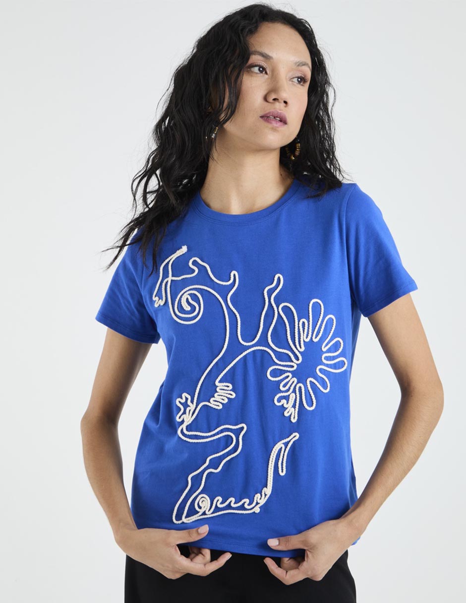 Playera manga corta cuello redondo para mujer