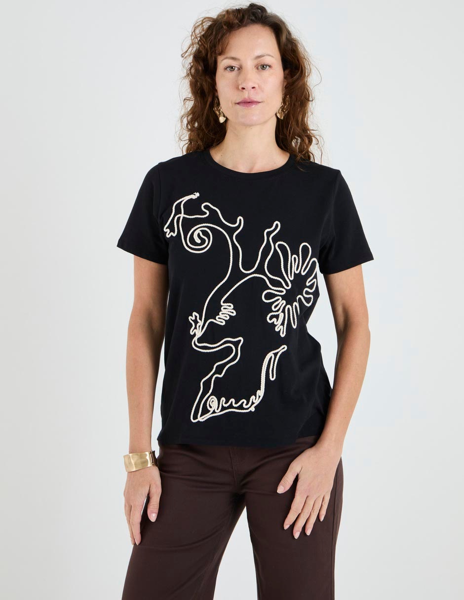 Playera manga corta cuello redondo para mujer