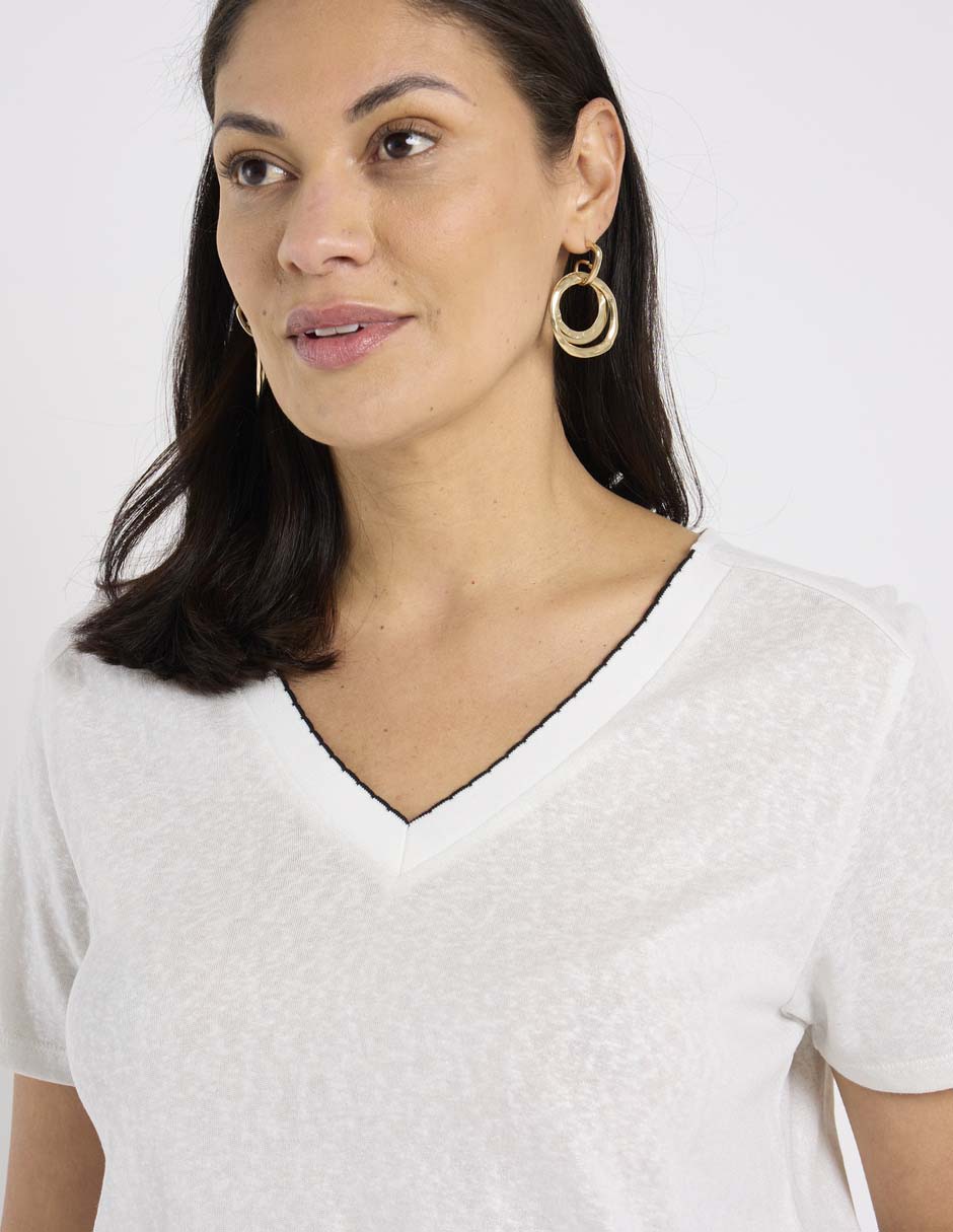 Playera manga corta cuello V para mujer 4
