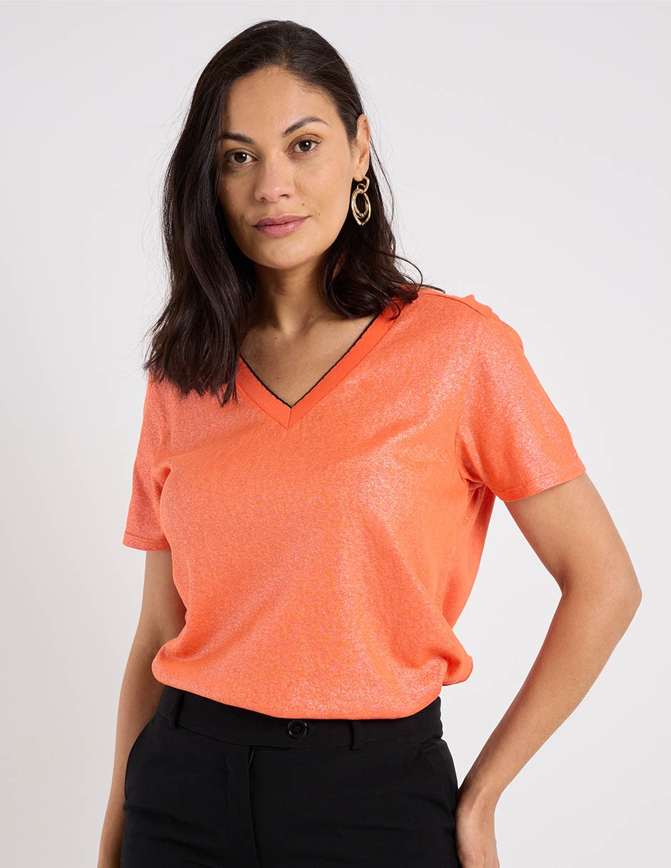 Playera manga corta cuello V para mujer Playera manga corta cuello V para mujer