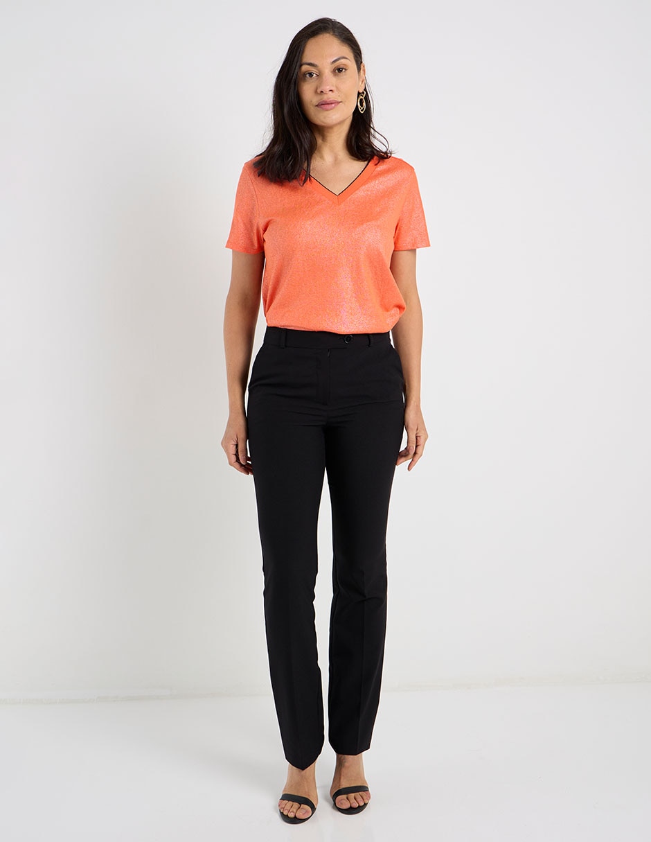 Playera manga corta Lieb cuello v para mujer