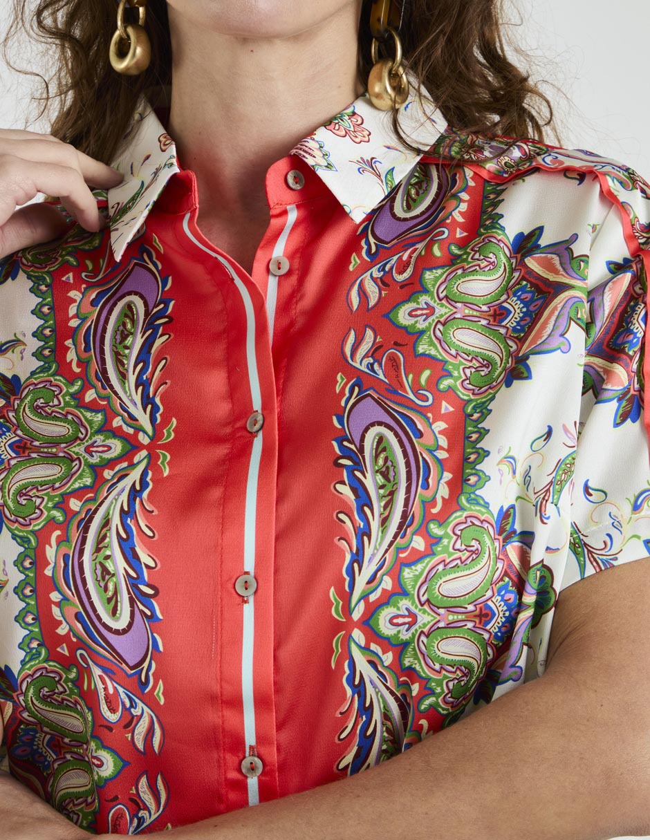 Blusa camisera manga corta para mujer 4