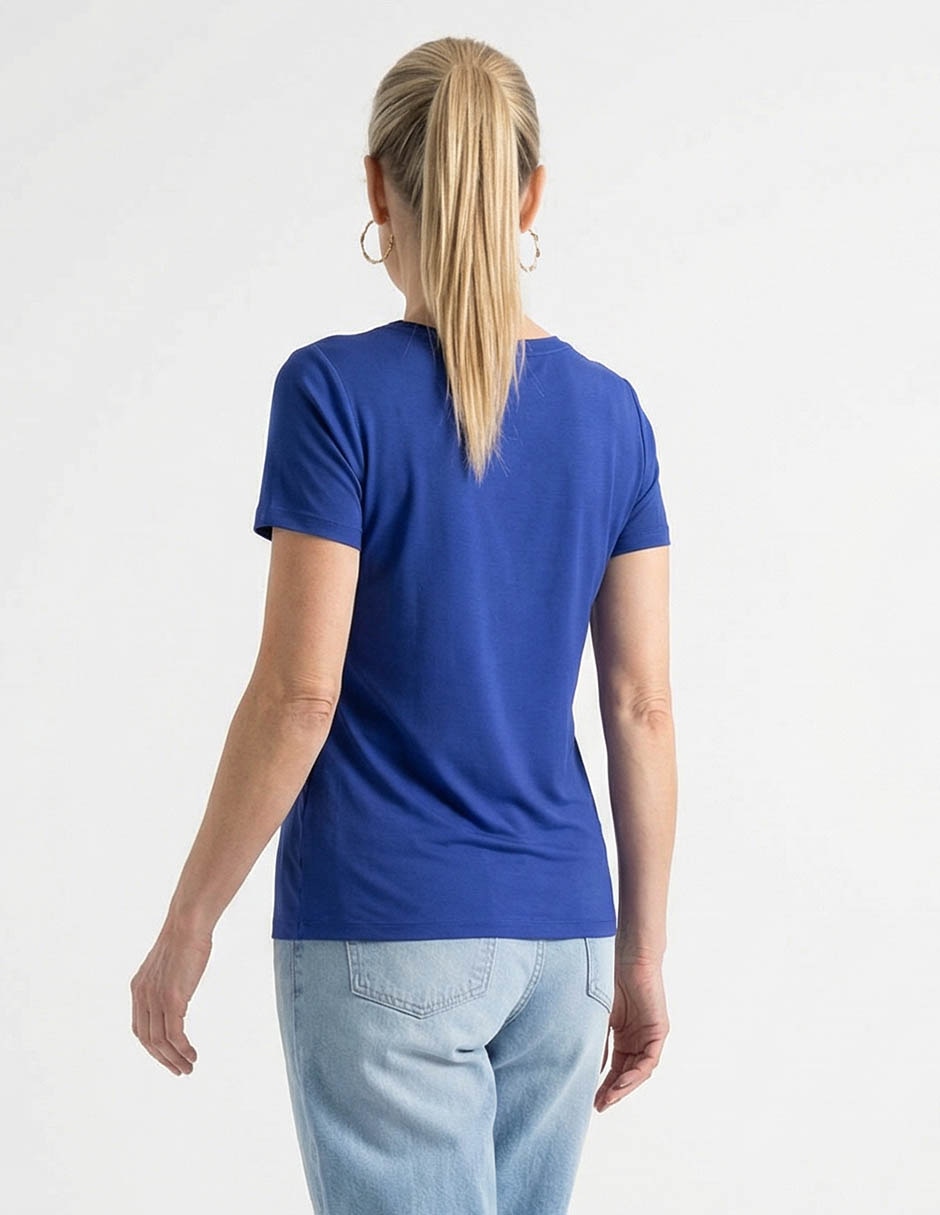 Playera manga corta cuello V para mujer 2