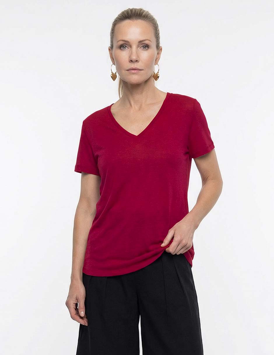 Playera manga corta cuello V para mujer Playera manga corta cuello V para mujer