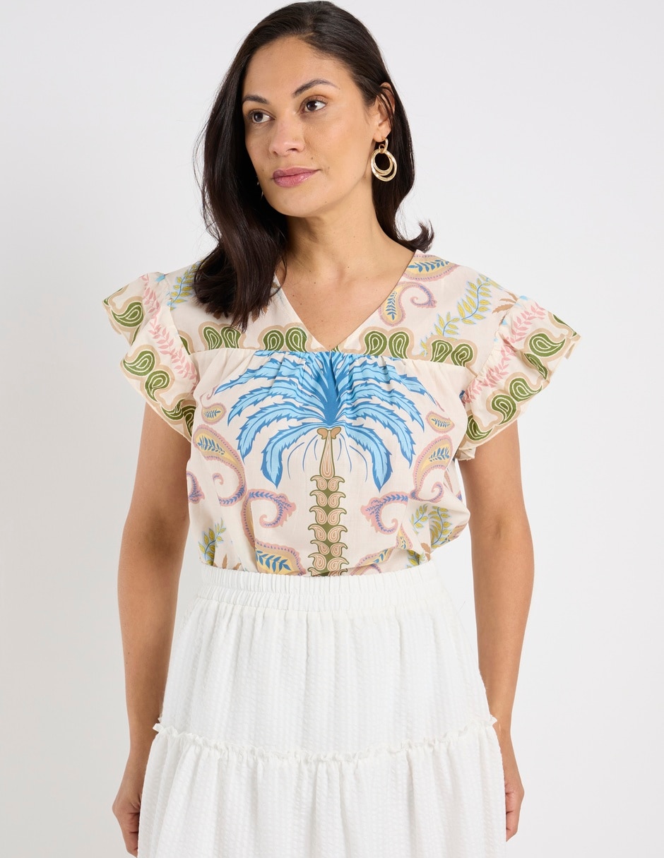 Blusa manga corta para mujer