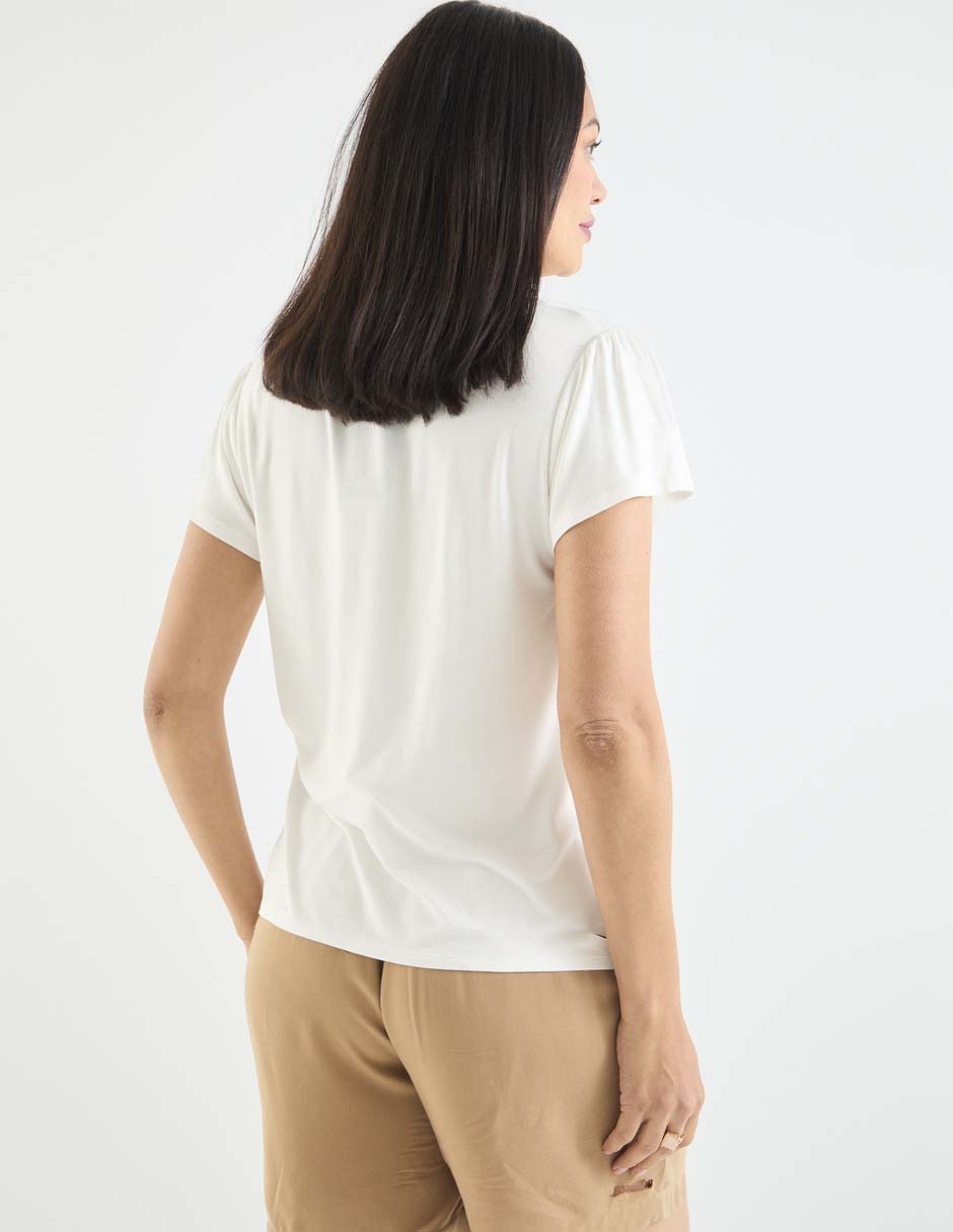 Playera manga corta cuello V para mujer 6