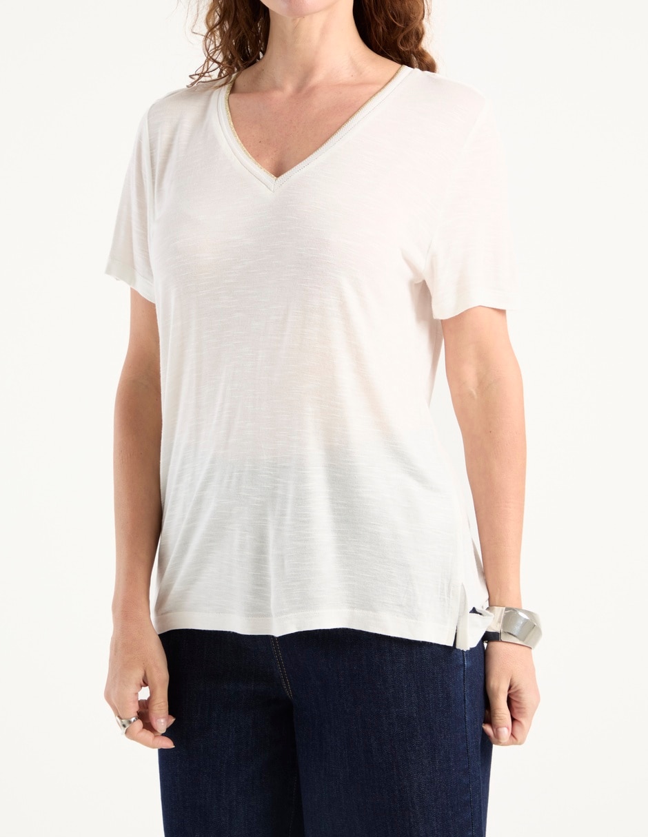 Playera manga corta Lieb cuello V para mujer
