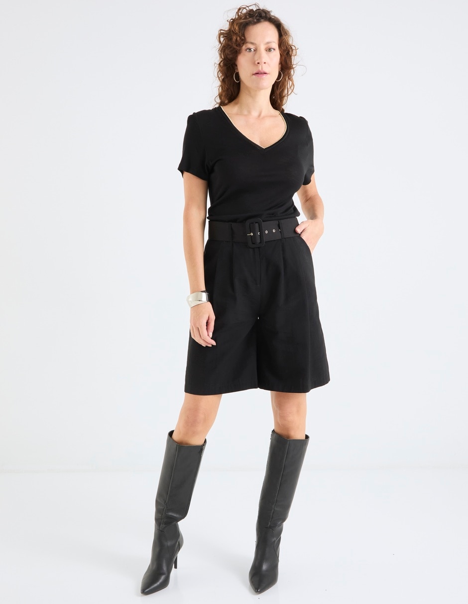 Playera manga corta Lieb cuello v para mujer