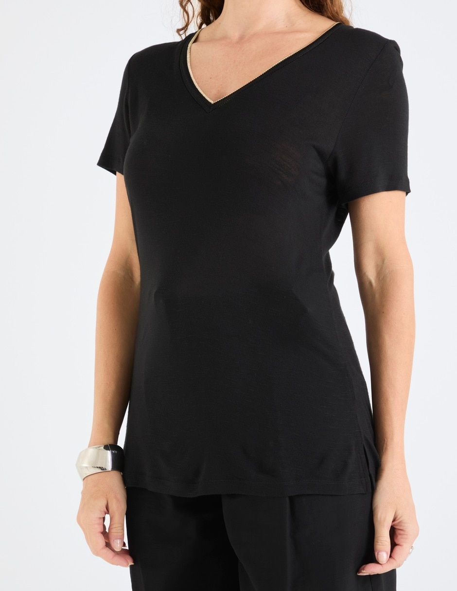 Playera manga corta Lieb cuello v para mujer