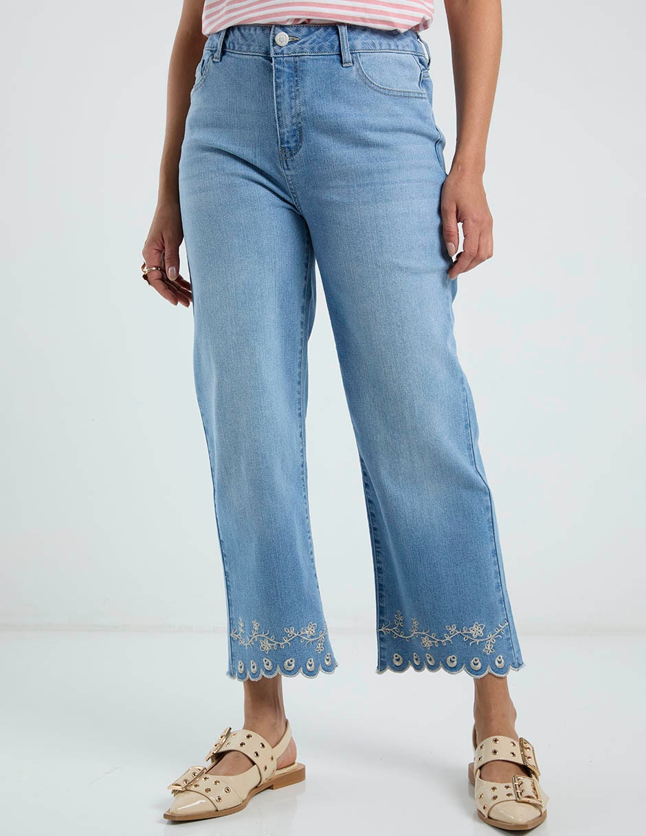 Jeans straight cintura media para mujer