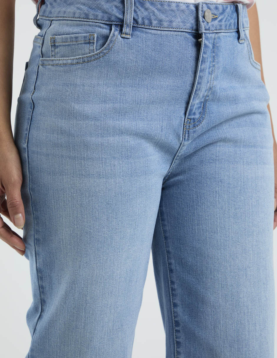 Jeans straight cintura media para mujer 4