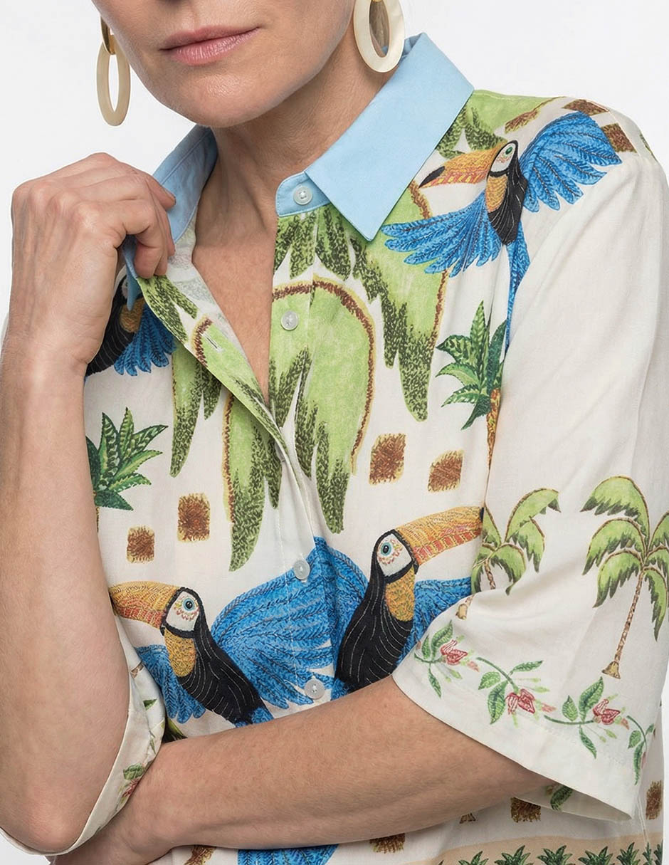 Blusa camisera manga 3/4 para mujer 4