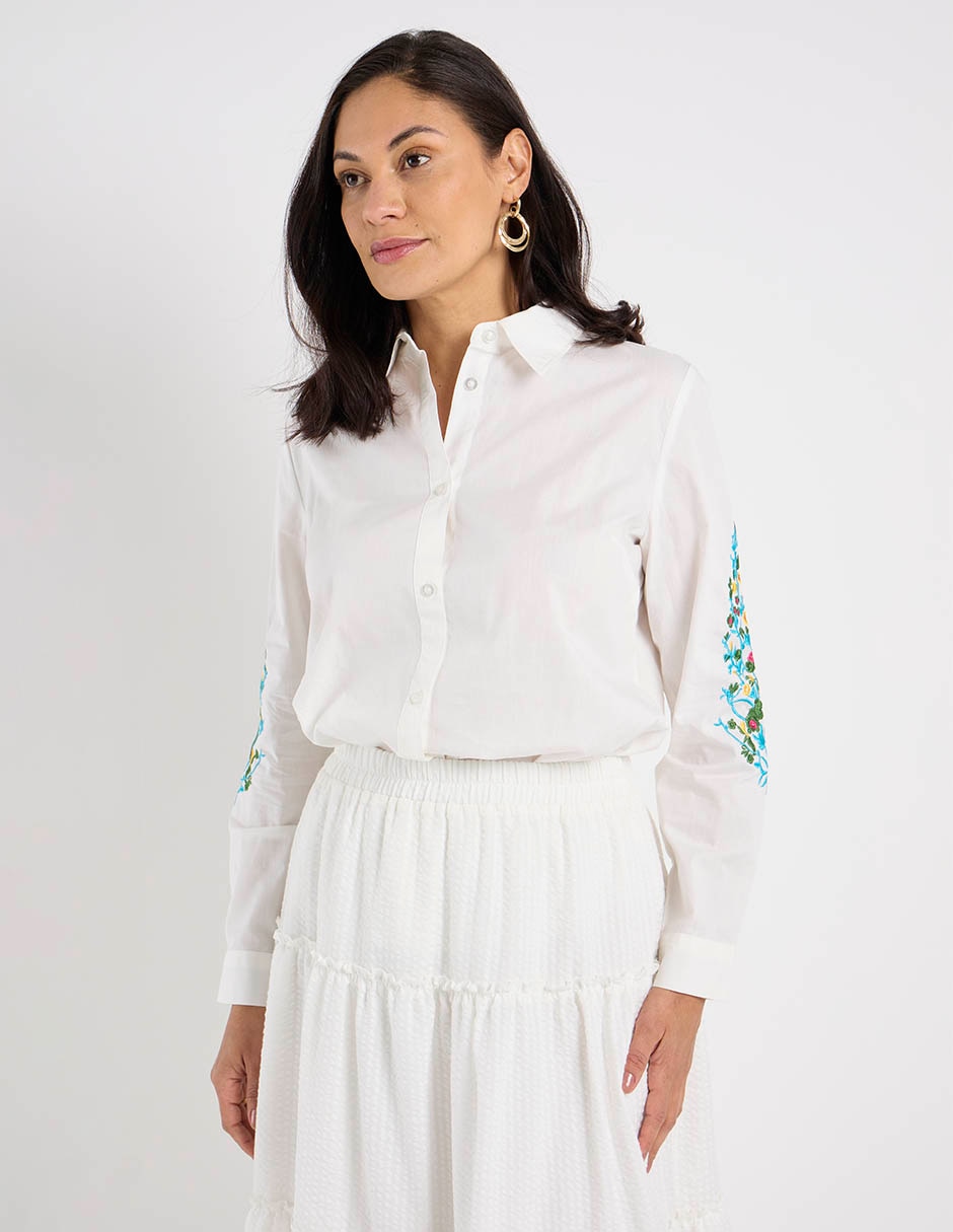Blusa camisera manga larga para mujer