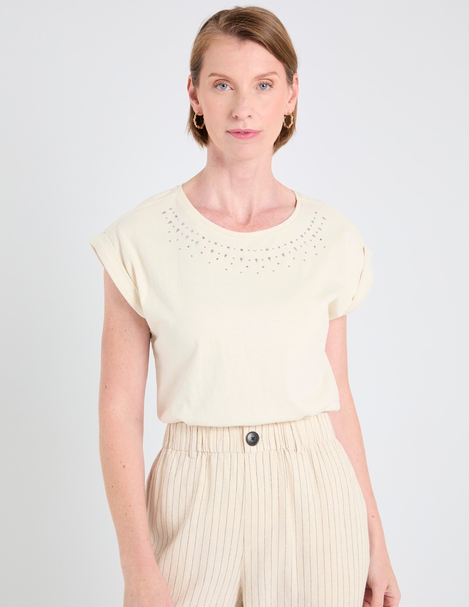 Playera manga corta cuello redondo para mujer Playera manga corta cuello redondo para mujer