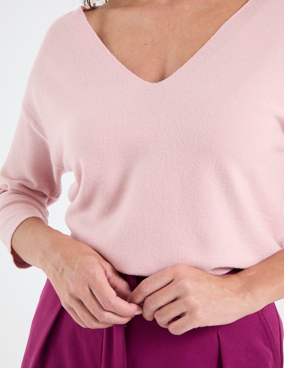Suéter cuello V para mujer 4