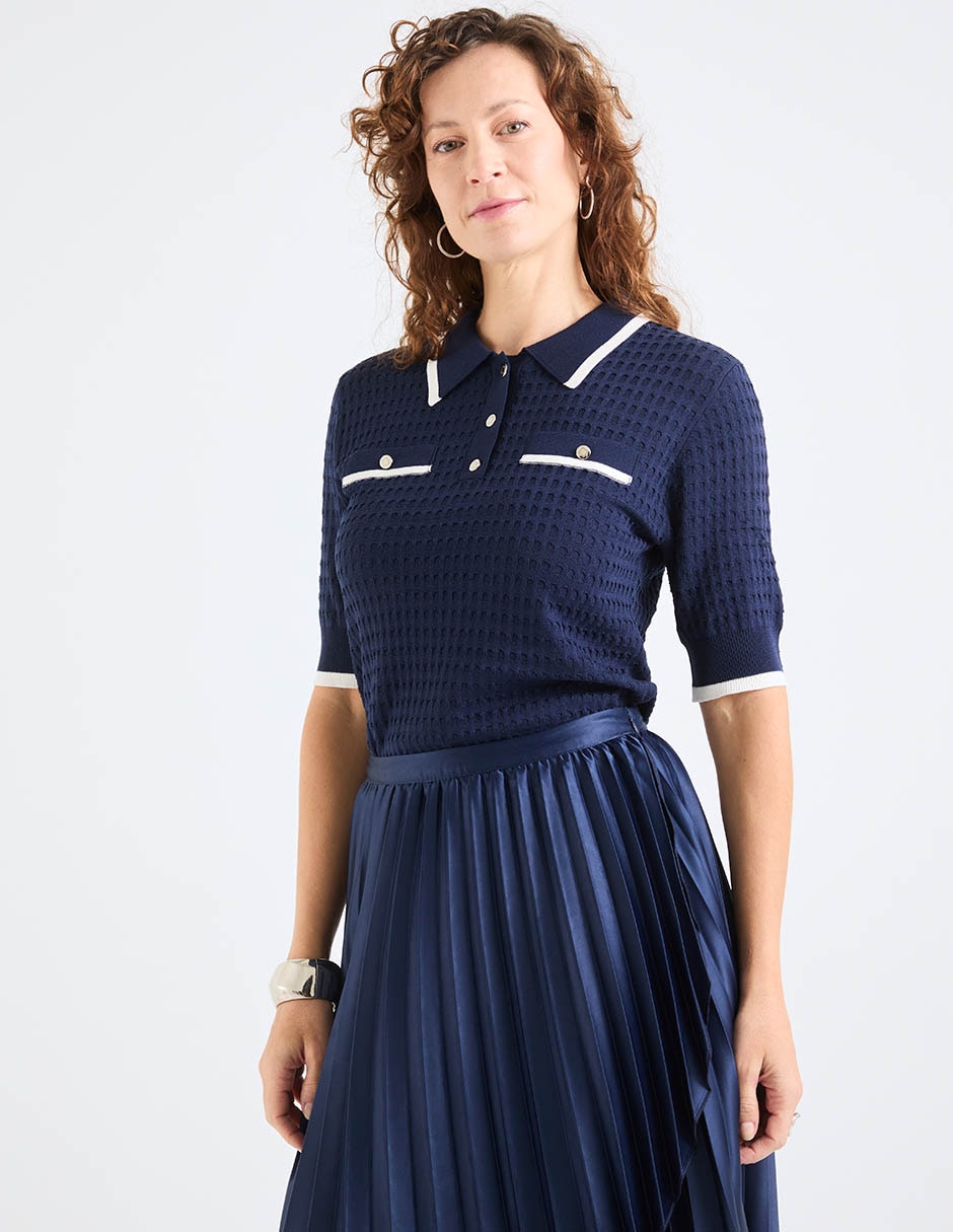 Playera tipo polo Basics para mujer Playera tipo polo Basics para mujer