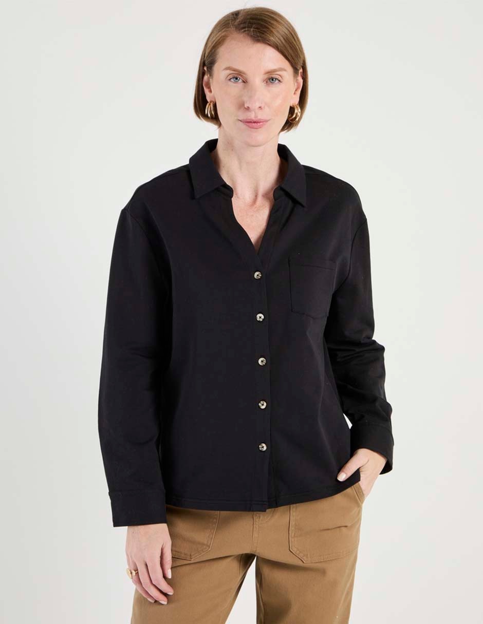 Blusa camisera manga larga para mujer