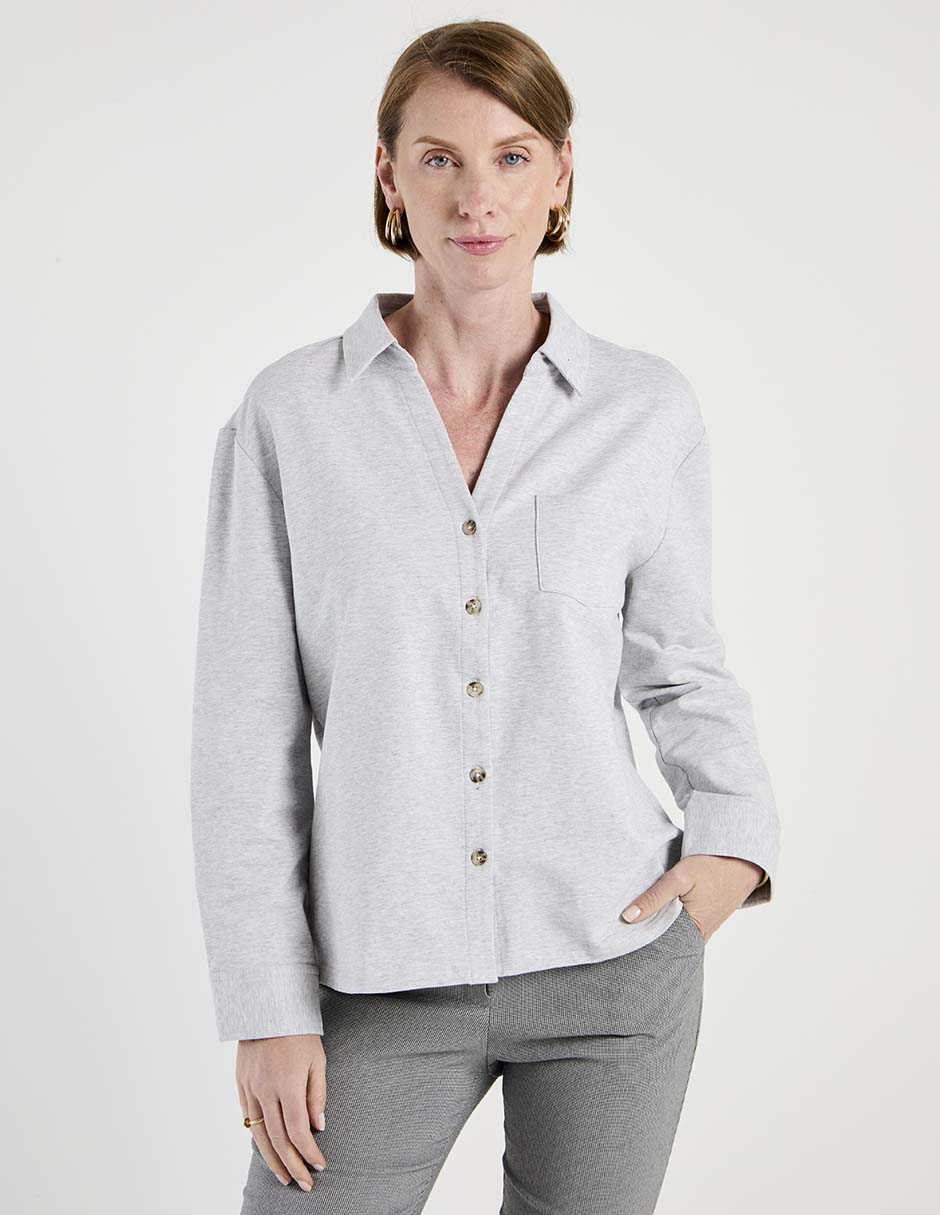 Blusa camisera manga larga para mujer