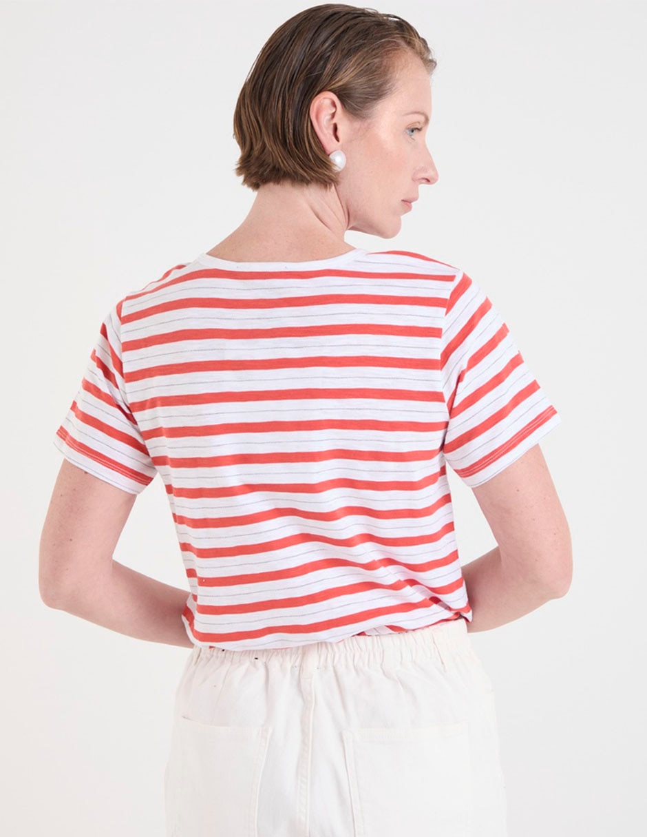 Playera manga corta Basics cuello V para mujer 2