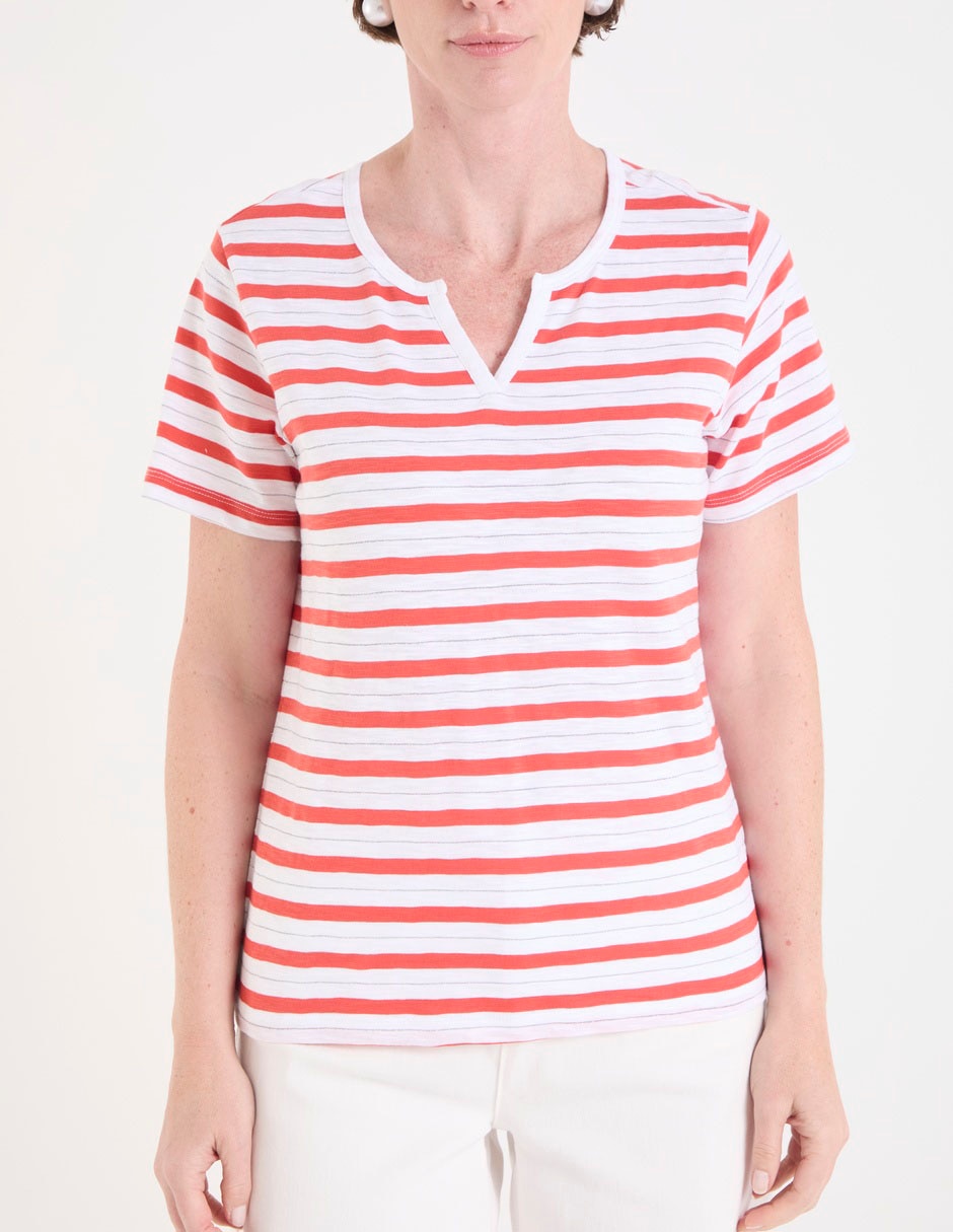 Playera manga corta Basics cuello V para mujer 5