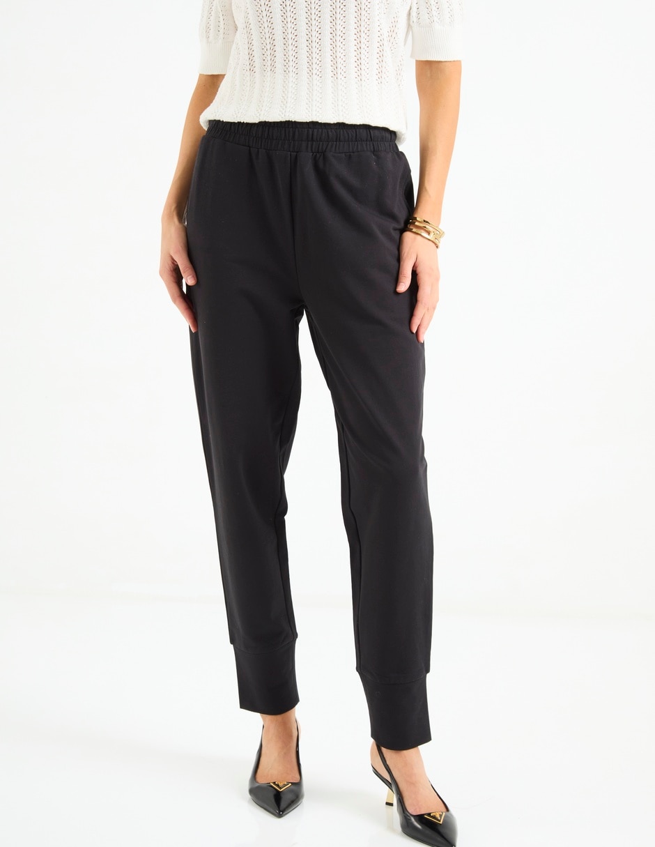 Pants straight con elástico para mujer