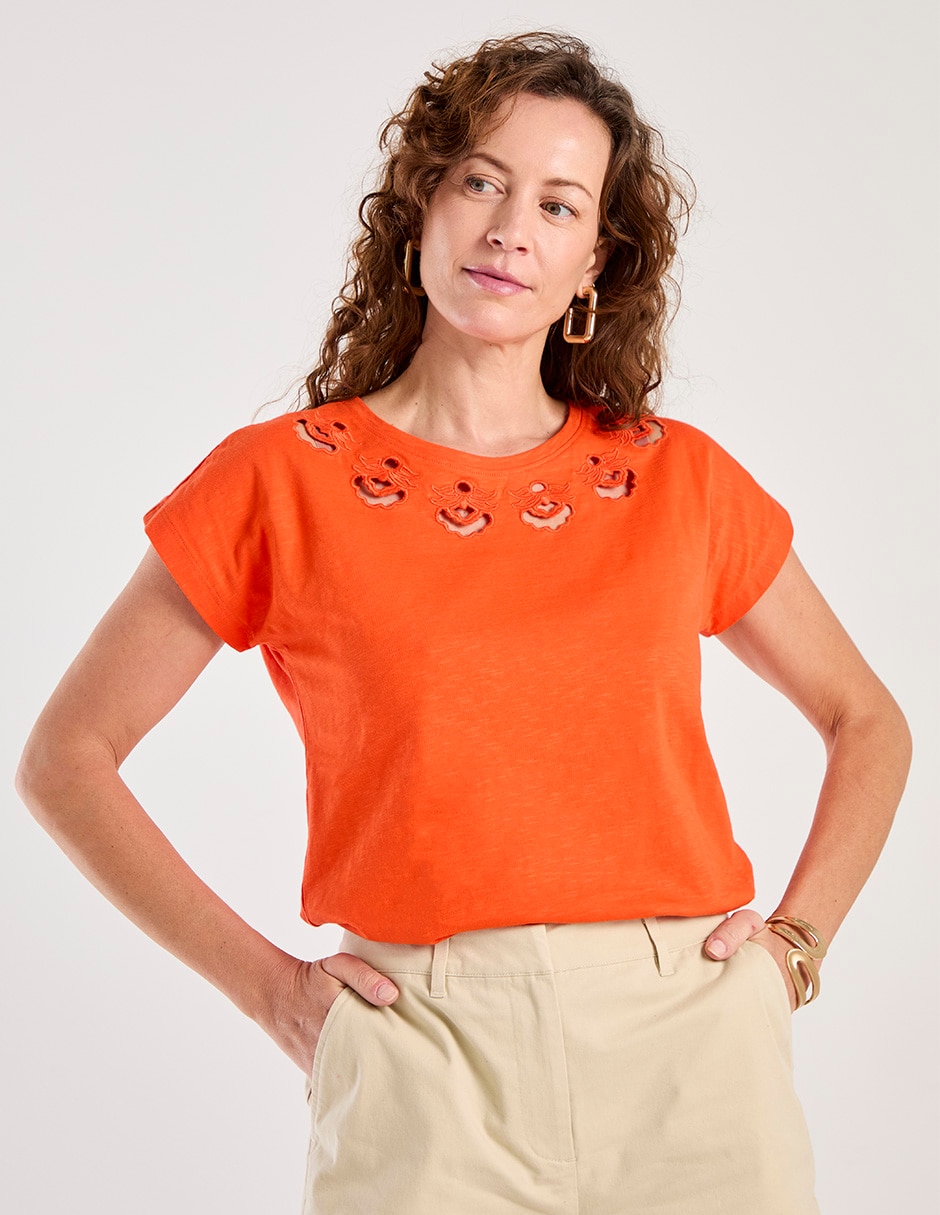 Playera manga corta cuello redondo para mujer Playera manga corta cuello redondo para mujer