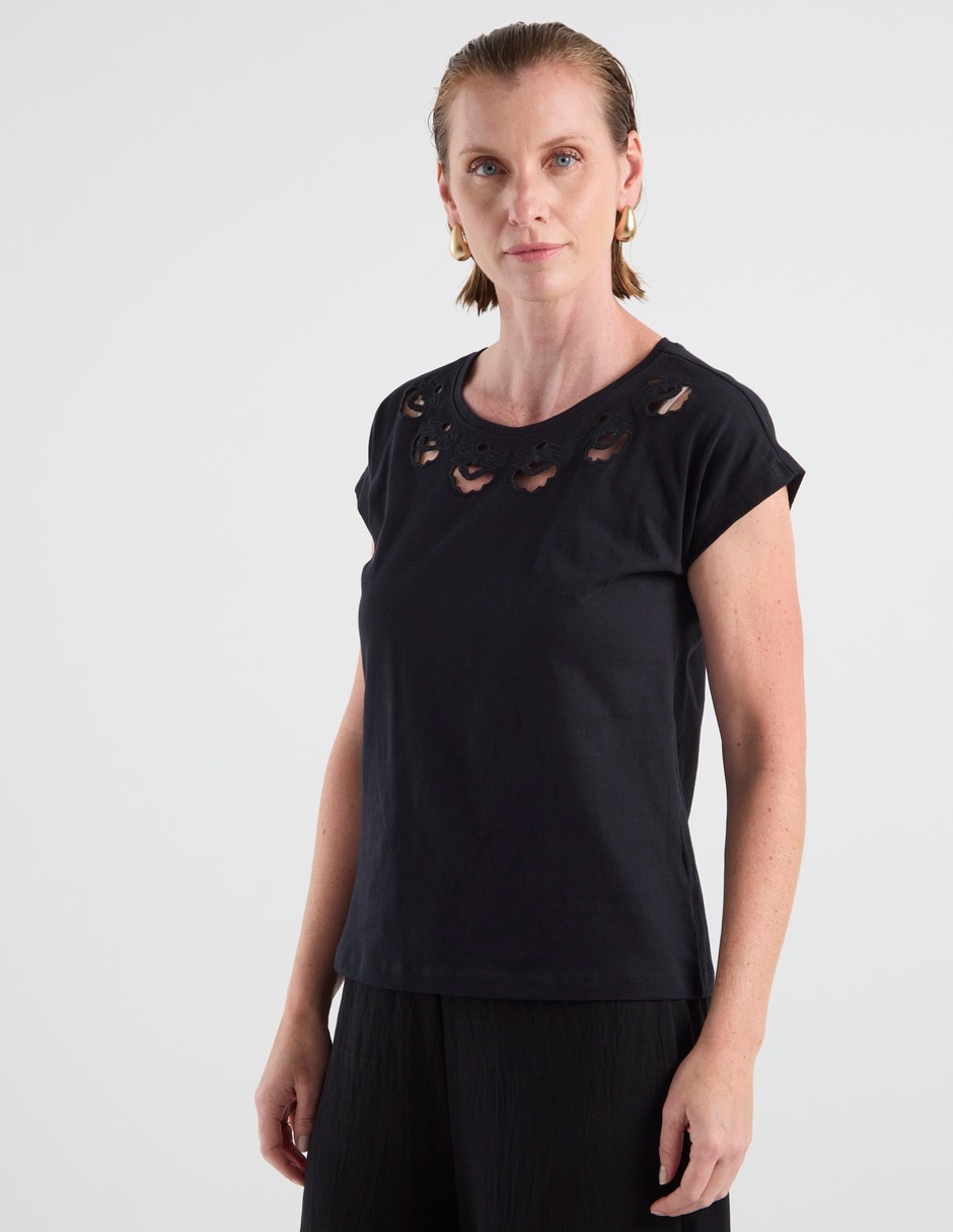 Playera manga corta cuello redondo para mujer Playera manga corta cuello redondo para mujer