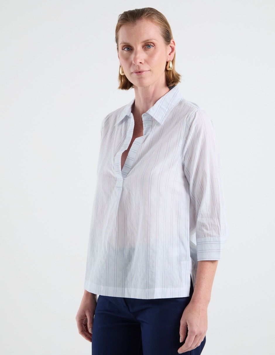 Blusa camisera manga 3/4 para mujer