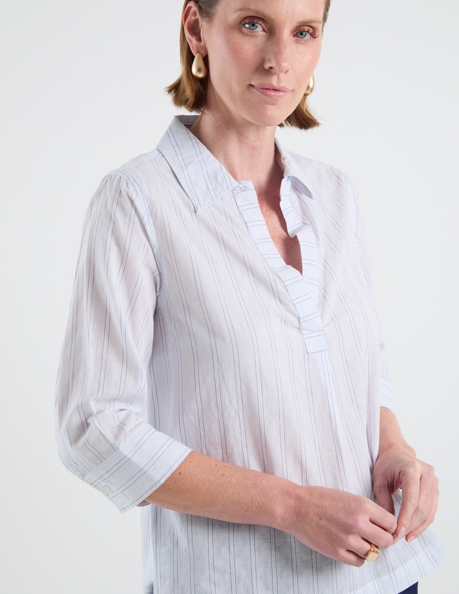 Blusa camisera manga 3/4 para mujer 5