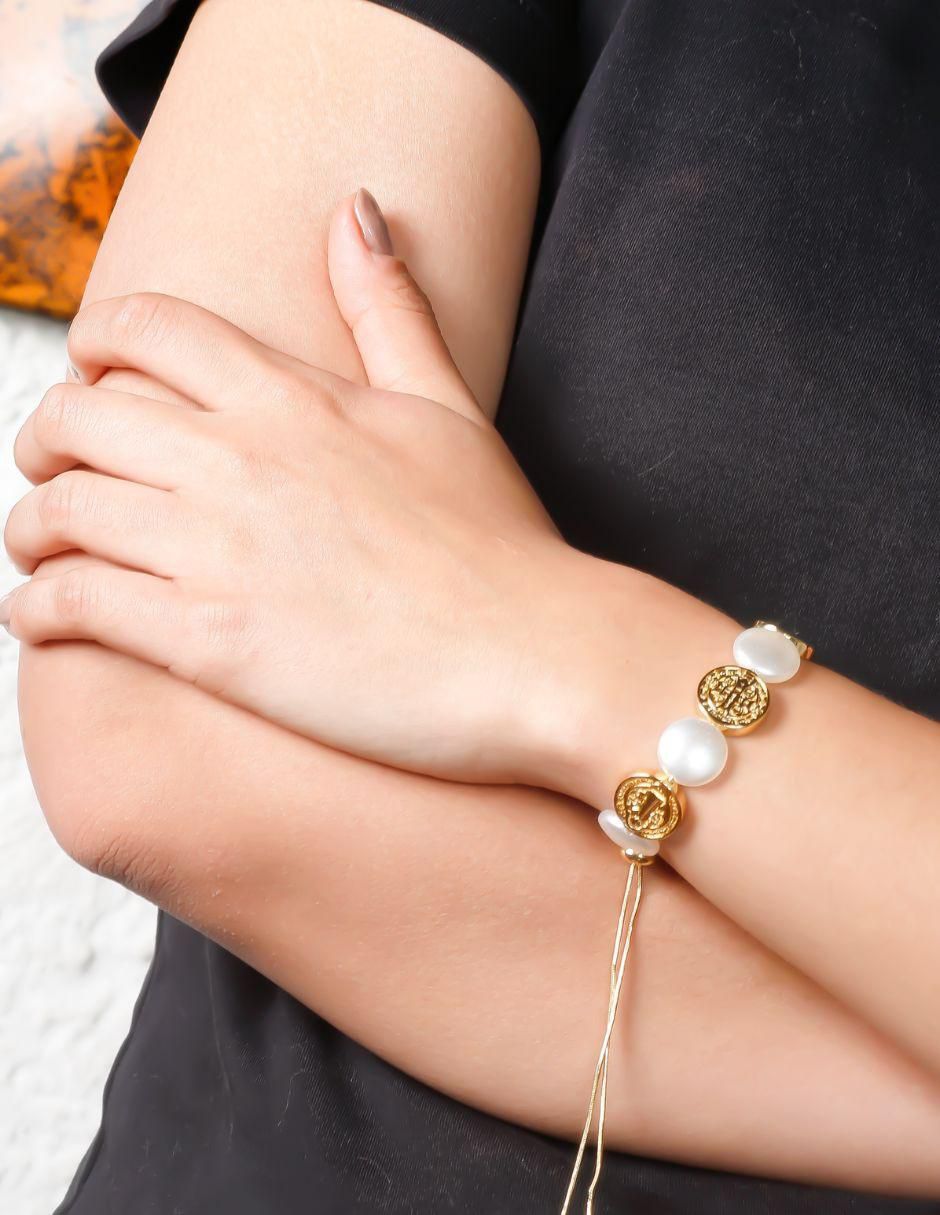 Pulsera 18 k Alviria con acabado baño de oro 5