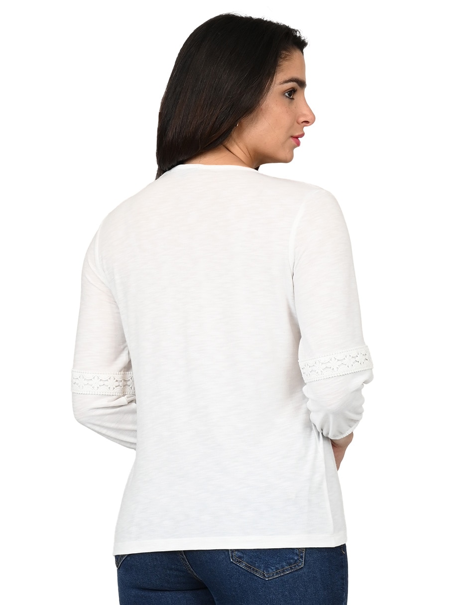 Playera manga 3/4 Ferrioni Fadia cuello redondo para mujer