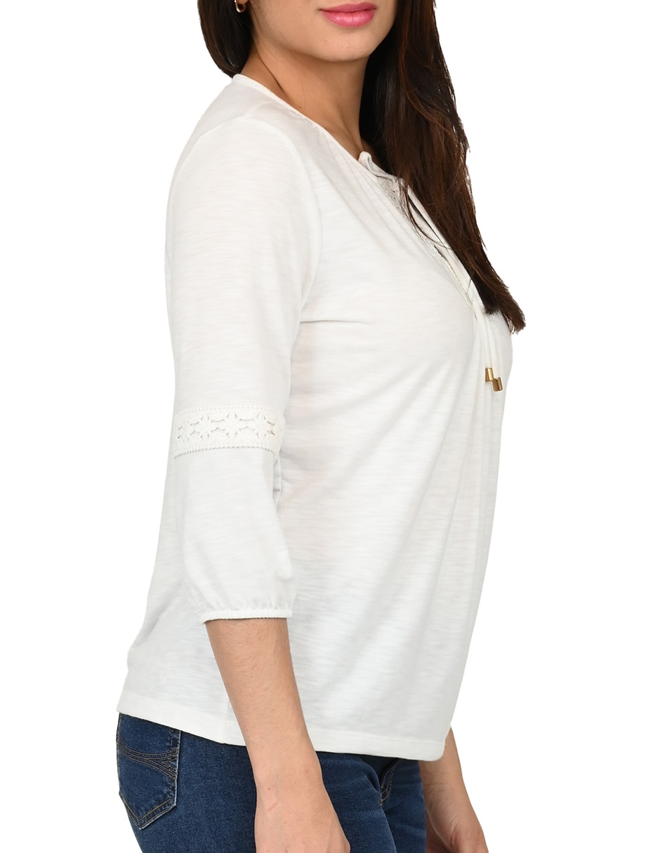 Playera manga 3/4 Ferrioni Fadia cuello redondo para mujer
