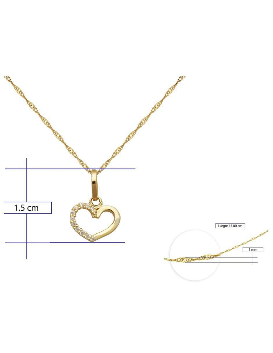 Collar de corazón de oro 14 K 6