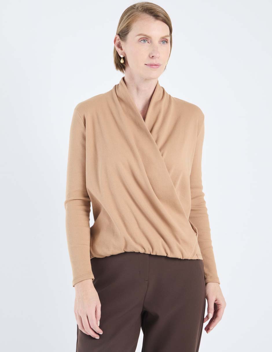 Suéter cuello cruzado para mujer