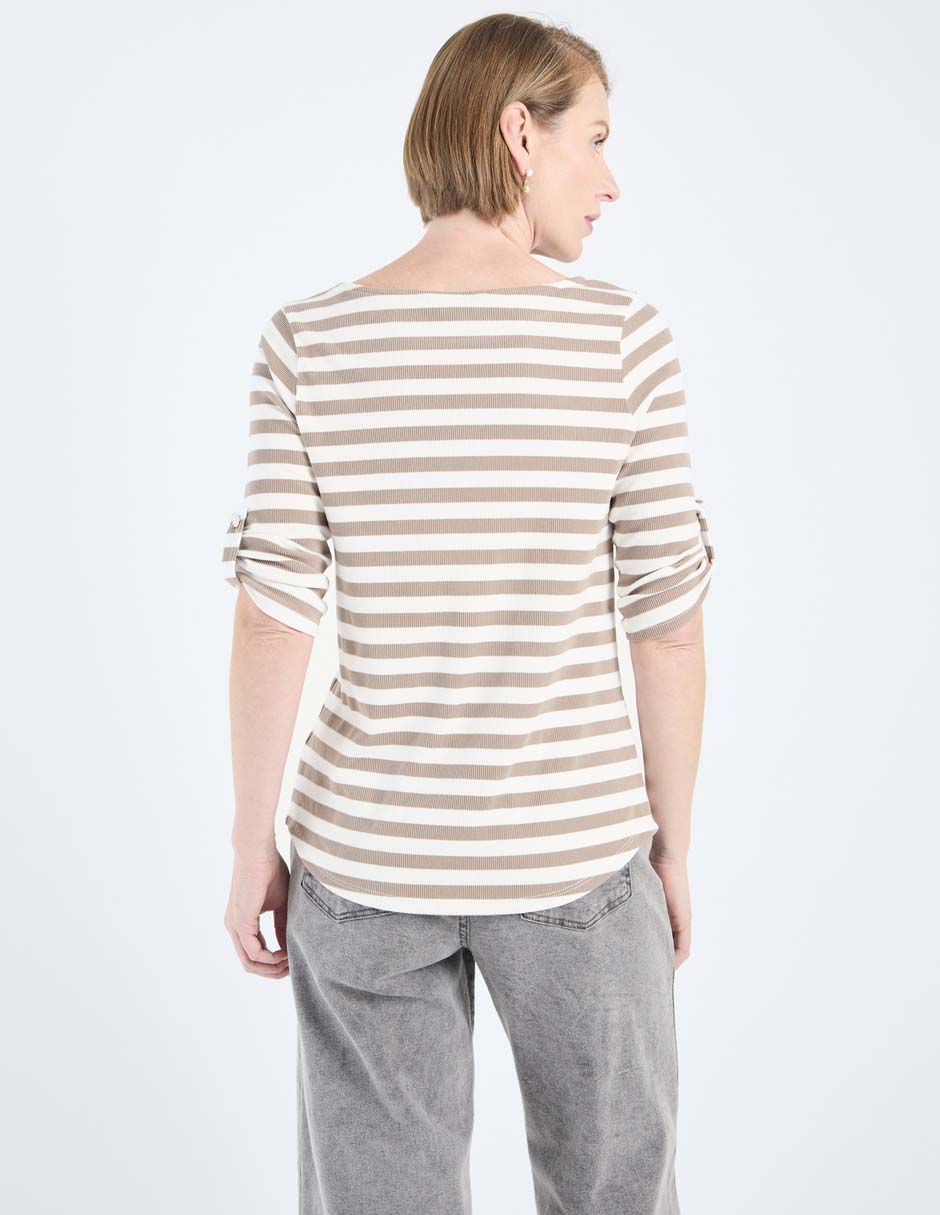Playera manga 3/4 cuello redondo para mujer 2